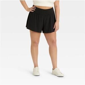 Avia Women's Plus Size Running Shorts with Bike Liner Solid Black Size XXL (20)